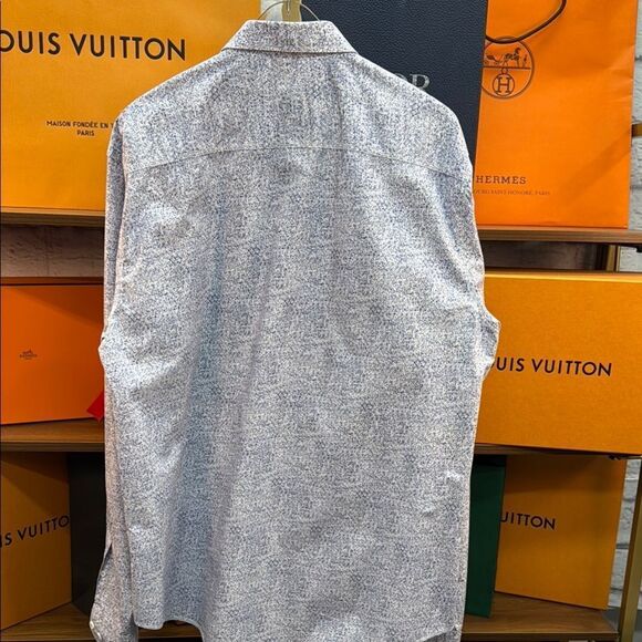 Bugatchi White and Blue Casual Button Down Shirt - Picture 5 of 7